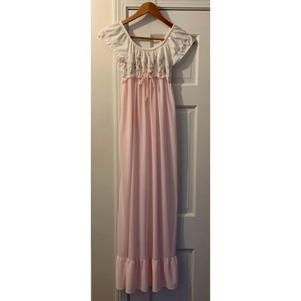 Vintage Babydoll Nightgown Maxi Length Nylon Nightgown Size Small 7/9 USA Made